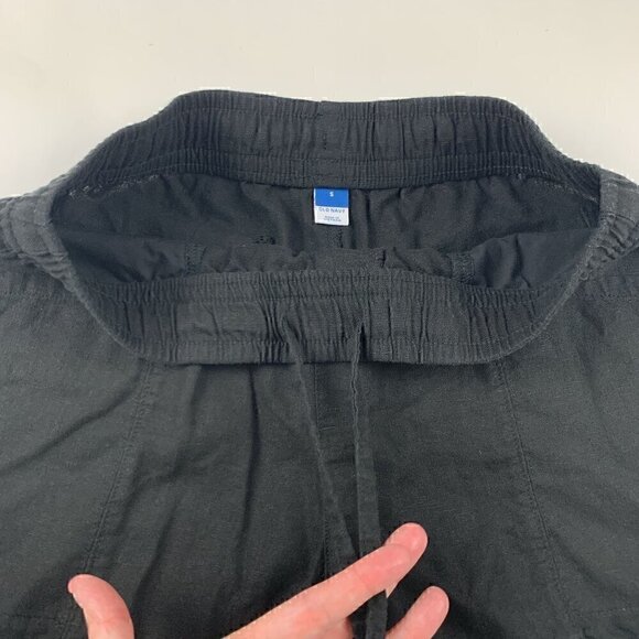 Old Navy Black Linen Blend High Rise Pull On Shorts S - Picture 2 of 5